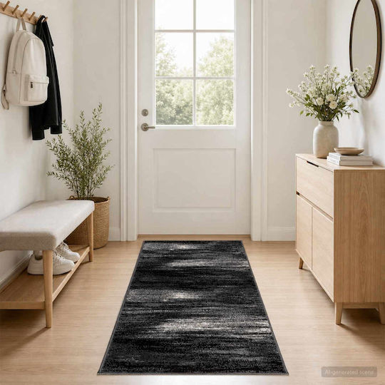 vidaXL Flornes Rectangular Leather Rug Black 100x300 cm