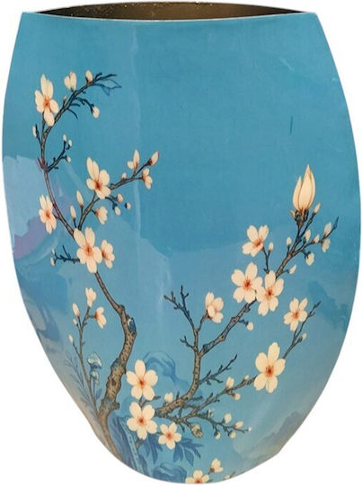 Capolavoro Dekorative Vase Metallisch Blau 20x7xH30cm