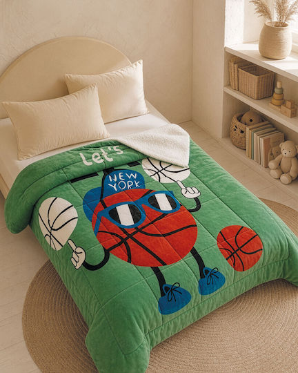 Rythmos Kinder-Wendebettdecke Einzeln Green 160x220 cm