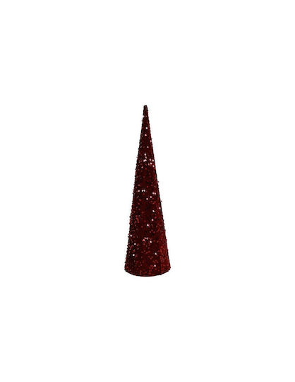 Brad Decorativ de Crăciun din Metal, în Formă de Con, 50 cm, Burgundy