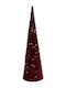 Brad Decorativ de Crăciun din Metal, în Formă de Con, 40 cm, Burgundy