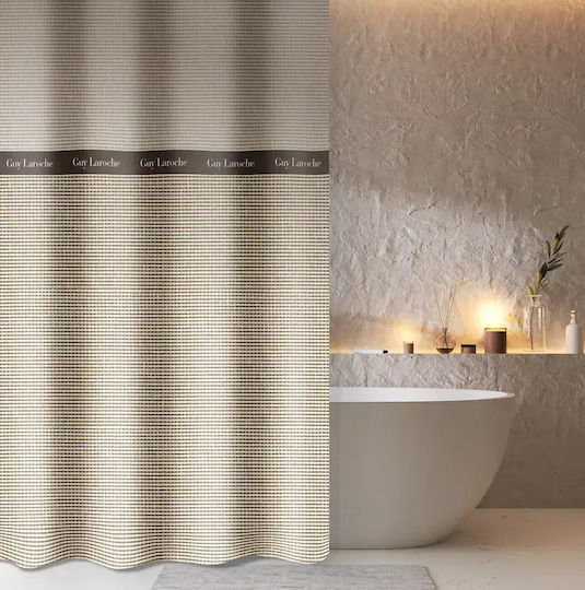 Guy Laroche Fabric Shower Curtain with Grommets 180x185cm Natural