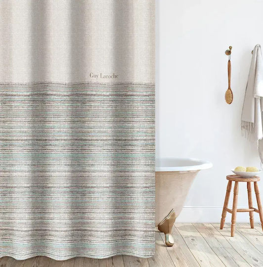 Guy Laroche Fabric Shower Curtain with Grommets 180x185cm Beige