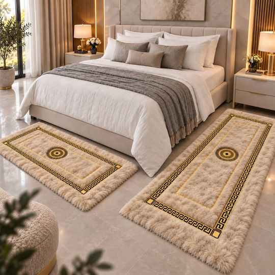 My Home Luxury Set Shaggy Covoare Pentru Dormitor Maro 3 Bucăți