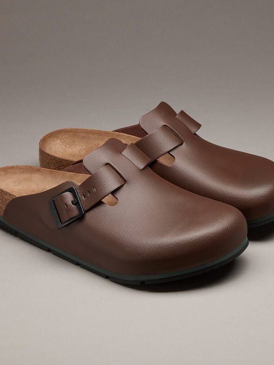 Birkenstock Boston Pro Δερμάτινα Σαμπό Καφέ