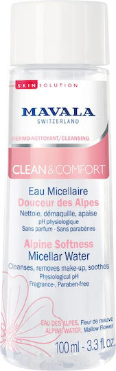 Mavala Switzerland Clean & Comfort Mizellenwasser Make-up-Entferner für Gesicht, Augen & Lippen mit beruhigender und talgregulierender Wirkung 100 ml
