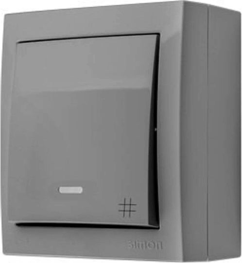 Simon Simon Waterproof Recessed Wall Switch with Aller Retour Frame Grey