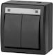 Elektro Plast Waterproof Recessed Double Wall Switch with Grey Frame