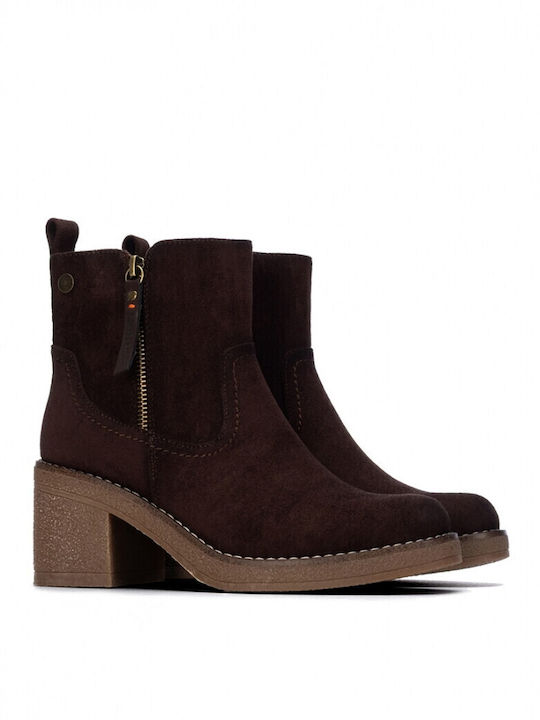 Refresh Suede Γυναικεία Μποτάκια Καφέ