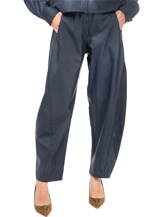 Moutaki Women's Leather Trousers Blue