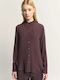 Long Sleeve Women's Silky Shirt Bordeaux