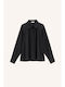 Long Sleeve Women's Satin Shirt Black