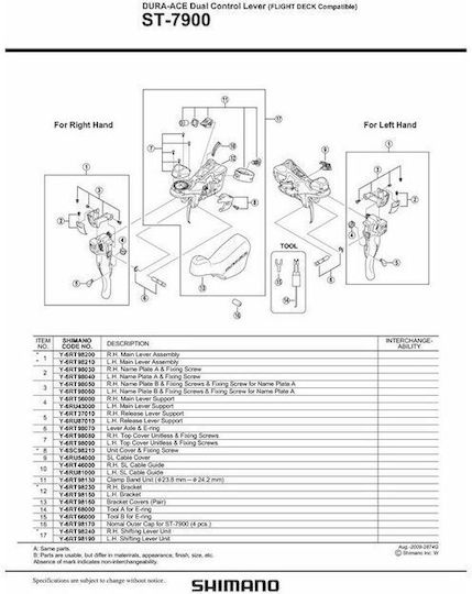 Left Shimano ST-7900 2-Speed Front Carbon Brake Lever and Shifter Assembly