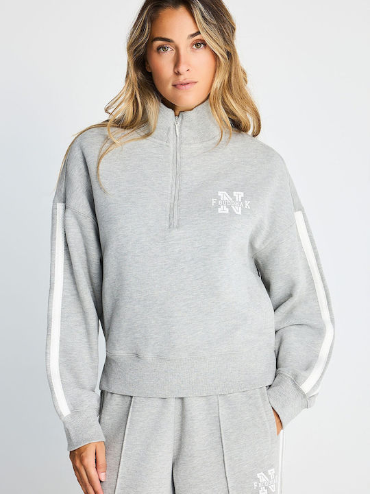 Funky Buddha Cropped Women's Grey Sweatshirt