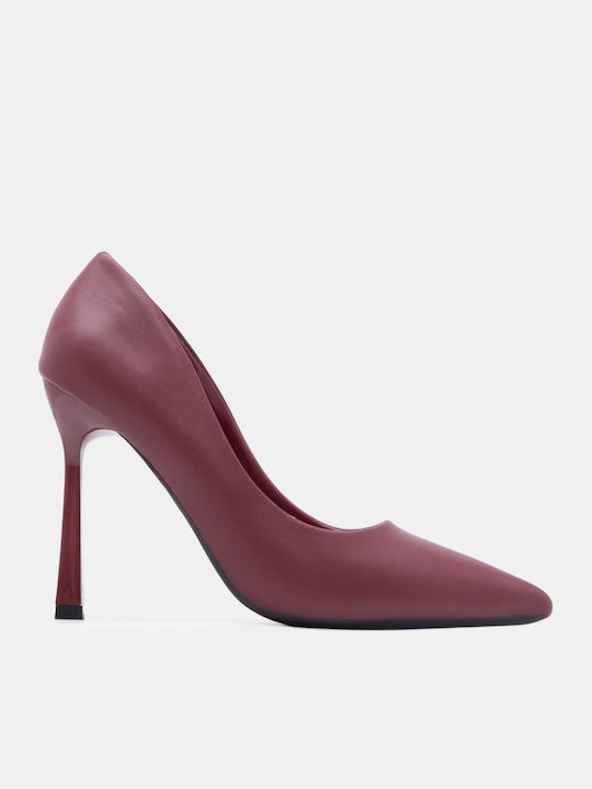 Бордо обувки на висок ток със заострен връх