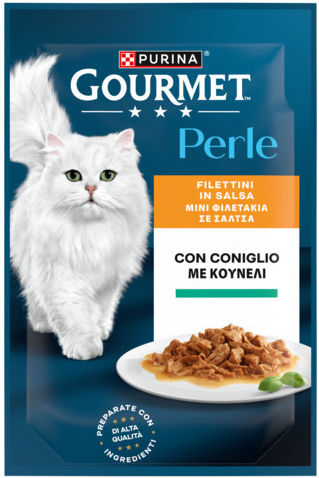 Purina Gourmet Perle Nassfutter für Erwachsene Katzen mit Kaninchen, Fisch und Fleisch 85 g