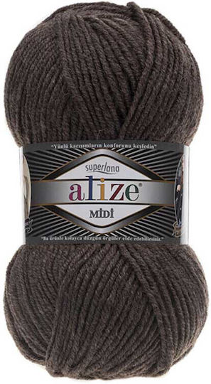 Superlana Midi Garn 100 g/Nadelstärke Nr. 5–7 Braun Meliert