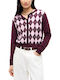 Women's Knitted Cardigan Burgundy-Pink