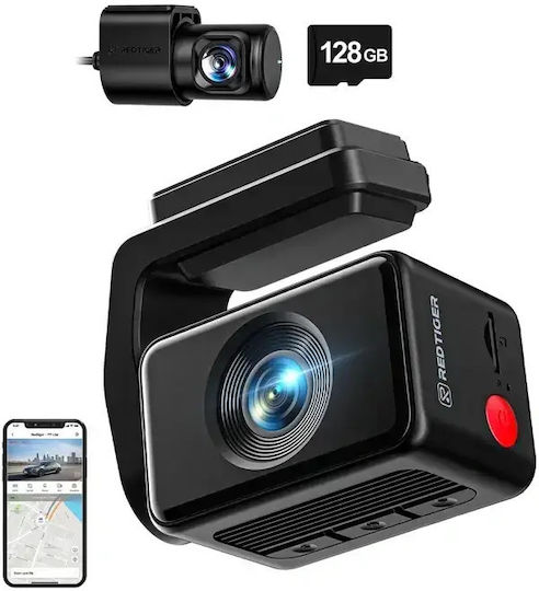 Redtiger F4 Pro Set mit Spiegel, 4K-DVR-Autokamera mit 2,2"-Bildschirm, WLAN, GPS & Rückfahrkamera