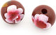 Wooden Bead Flower 15mm/ø4mm Burgundy