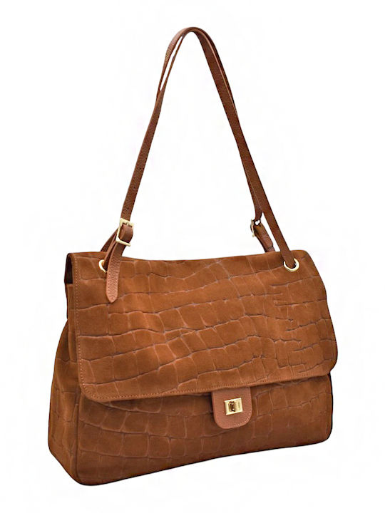 Set Geantă de Umăr / Crossbody din Piele pentru Femei din Suede, Tabac