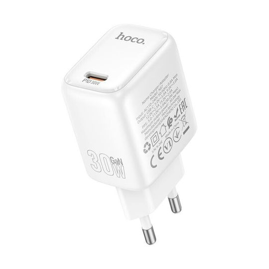 Hoco Φορτιστής Χωρίς Καλώδιο με Θύρα USB-C 30W Power Delivery Λευκός (N87)