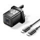 Vention GaN Charger with USB-C Port and USB-C - USB-C Cable 20W Black (FEPB0-UK-01)