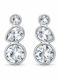Silberfarbene Edelstahl Ohrringe 316L Zirkon 3 cm E1803
