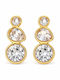 Goldene Stahlohrringe 316L mit Zirkon 3 cm E1802