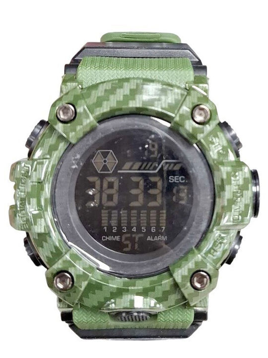 Digital Men's Watch 40mm Battery with Green Rub...