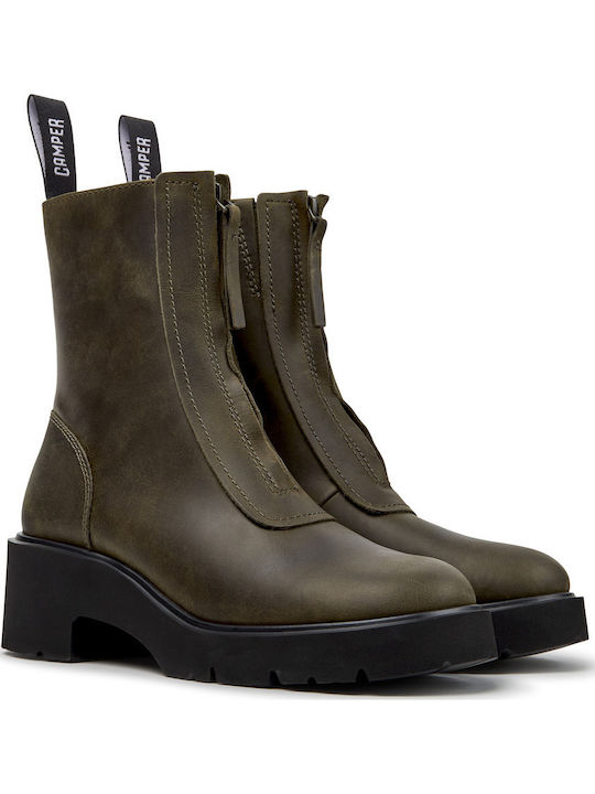 Milah Damen Lederstiefeletten Grün