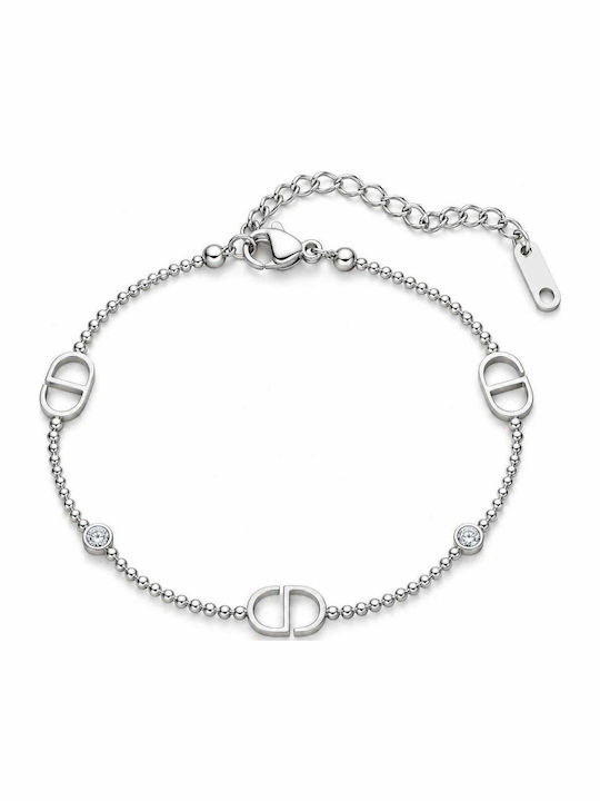 Charmy Damenarmband Kette aus Edelstahl mit Zirkonia 5 cm