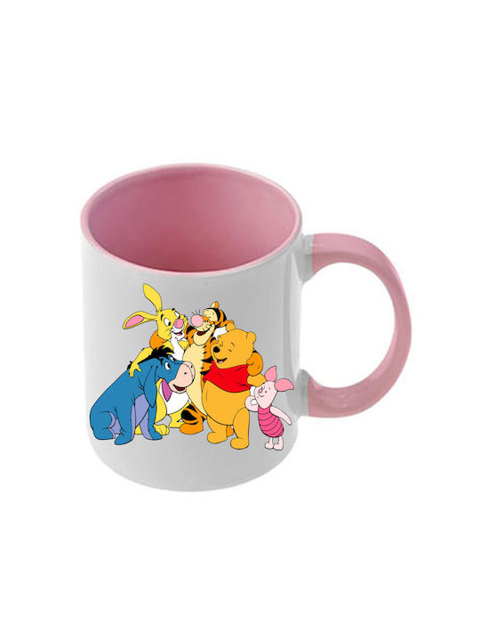 Winnie-Pooh-Tasse mit Rosa Henkel und Innenbereich