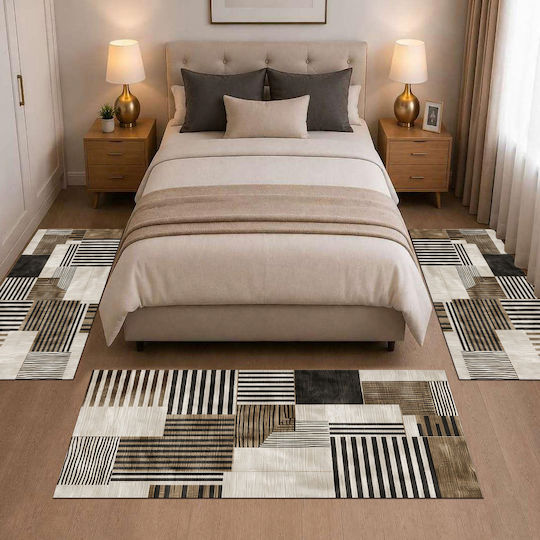 Homeone Modern Schlafzimmer-Teppichsets Samt 3 Stück
