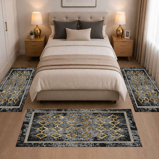 Homeone Modern Schlafzimmer-Teppichsets Samt 3 Stück