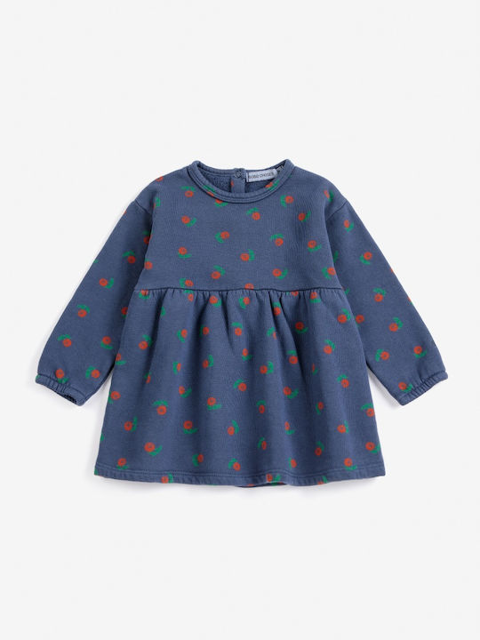 Bloom Allover Rochie Sport Albastră cu Mâneci Lungi pentru Copii