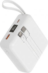Akashi Външна батерия 10000mAh 22W с USB-A и USB-C порт, Бяла Akashi Външна батерия 10000mAh 22W с USB-A и USB-C порт, Бяла