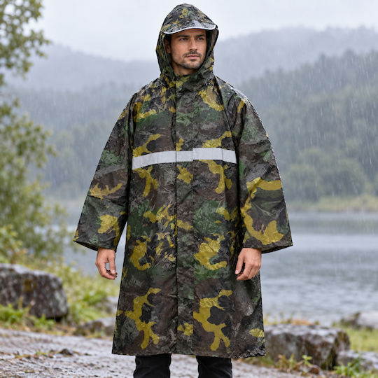 Lange Wasserdichte Tarnjacke Einheitsgröße Mit Kapuze