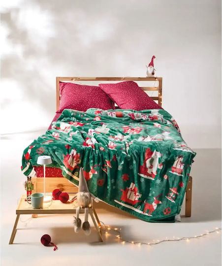 Kentia Одеяло от флийс Green-red 220x160 см