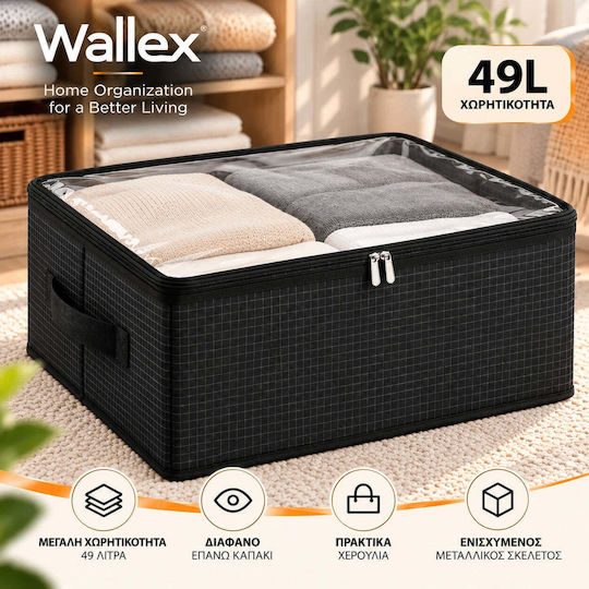 Wallex Cutie de Depozitare din Material Textil pentru Haine / Pătură/Pilotă / Costum / Palton / Rochii / Lenjerie Intimă / Șosete / Tricotaje / Cămașă / Curele / Genți / Cravate în Culoare Neagră 51x40x24cm