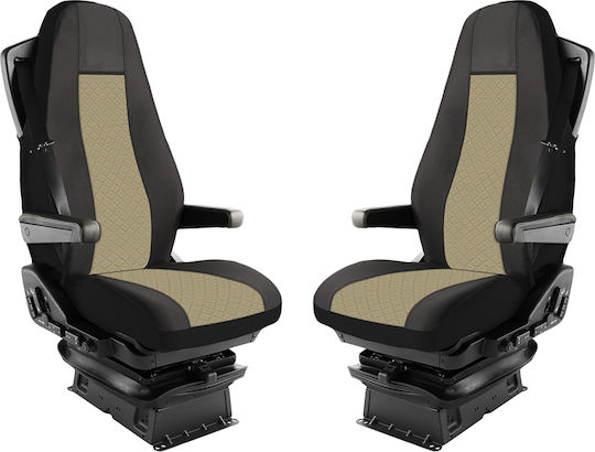 Capali Предни Калъфи за Автомобил от Изкуствена Кожа Volvo FH Бежови / Черни