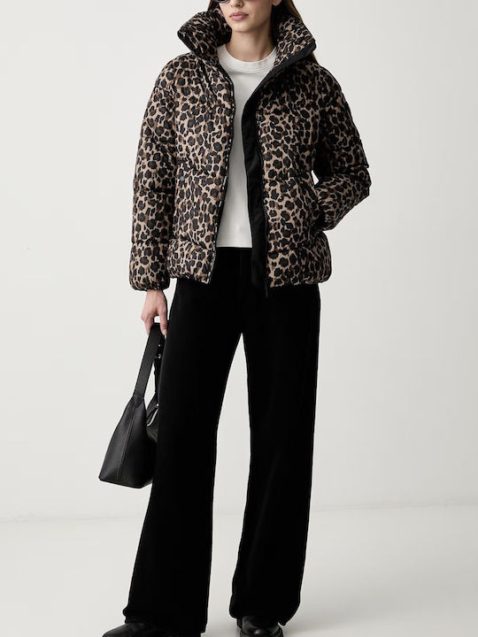 DKNY Γυναικείο Puffer Μπουφάν για Χειμώνα Leopa...