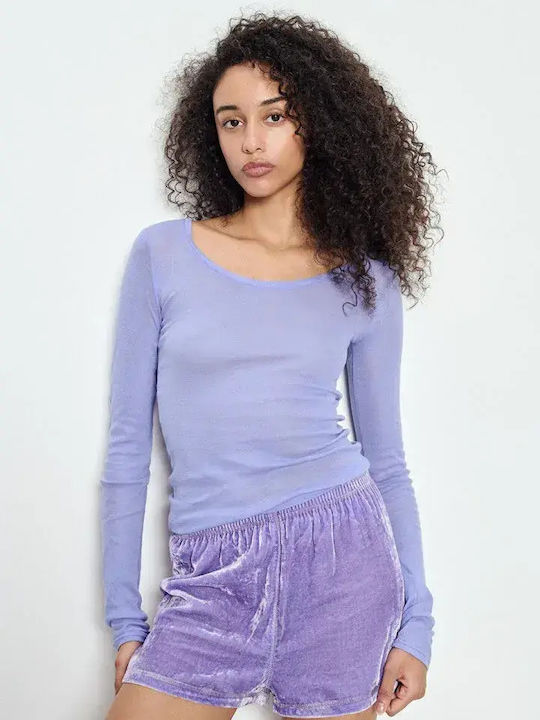 Massachusetts Summer Women's Cotton Long Sleeve Blouse Purple