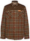 Beige Checked Long Sleeve Flannel Shirt