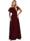 Maxi Βραδινό Φόρεμα Burgundy