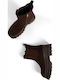 Braune Damen Chelsea-Stiefeletten aus Wildleder