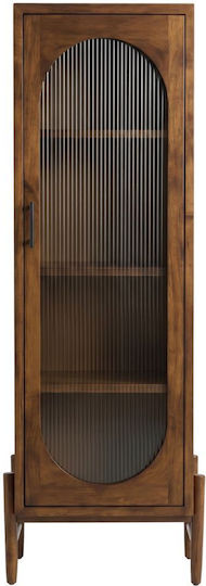 Standvitrine fürs Wohnzimmer aus Spanplatte in Natural mit Glas 55x35x150 cm