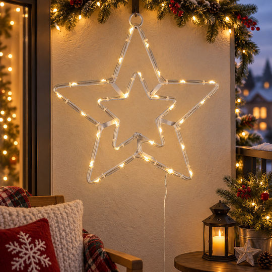 Beleuchteter Hängender Weihnachtsstern aus Kunststoff 27 x 28 cm