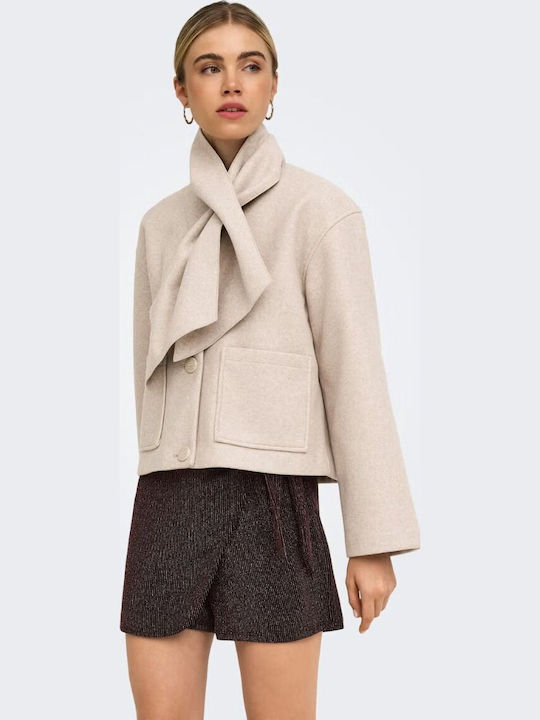 Only Carrie Damenmantel in Beige mit Knöpfen