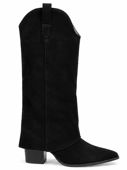 Suede Women's Cowboy Boots Black